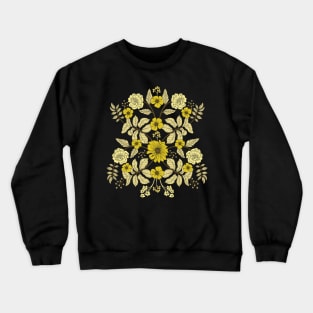 Yellow, Cream and Black Floral Crewneck Sweatshirt